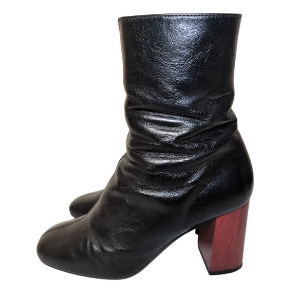 Sezane Leather Ankle Boots Women 6/EU 36 Minimalism Paris Chic Wood Block Heel‎ - Picture 1 of 8